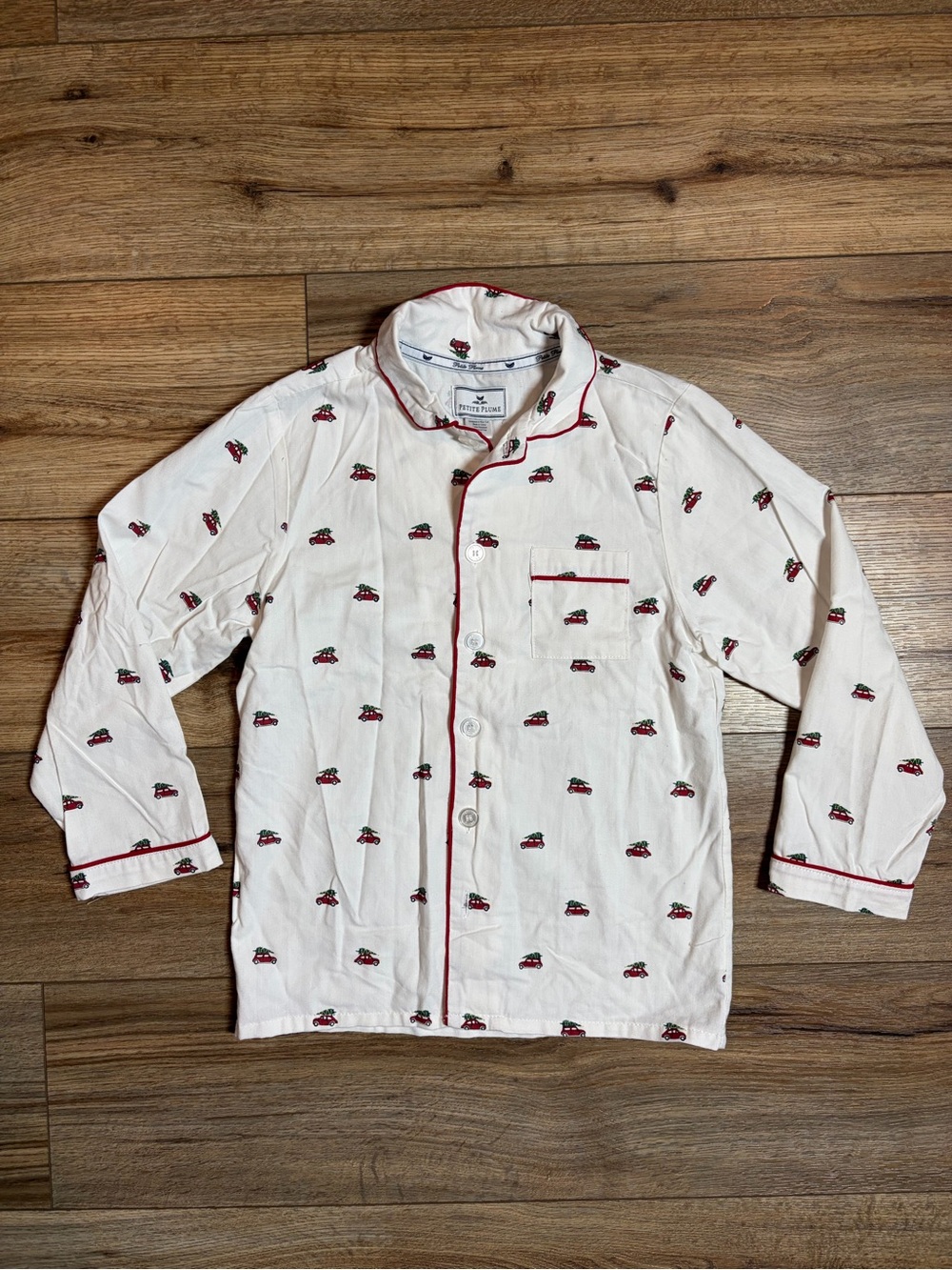 Petite Plume Kids Luxury Twill Pajama Top Holiday Journey Christmas Car - Picture 2 of 9
